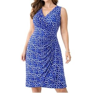 Lauren Ralph Lauren Women's Blue White Faux Wrap Sheath Dress Size 2